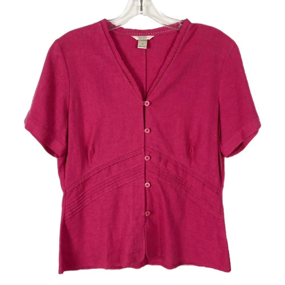 Christopher & Banks Pink Linen & Rayon Top
